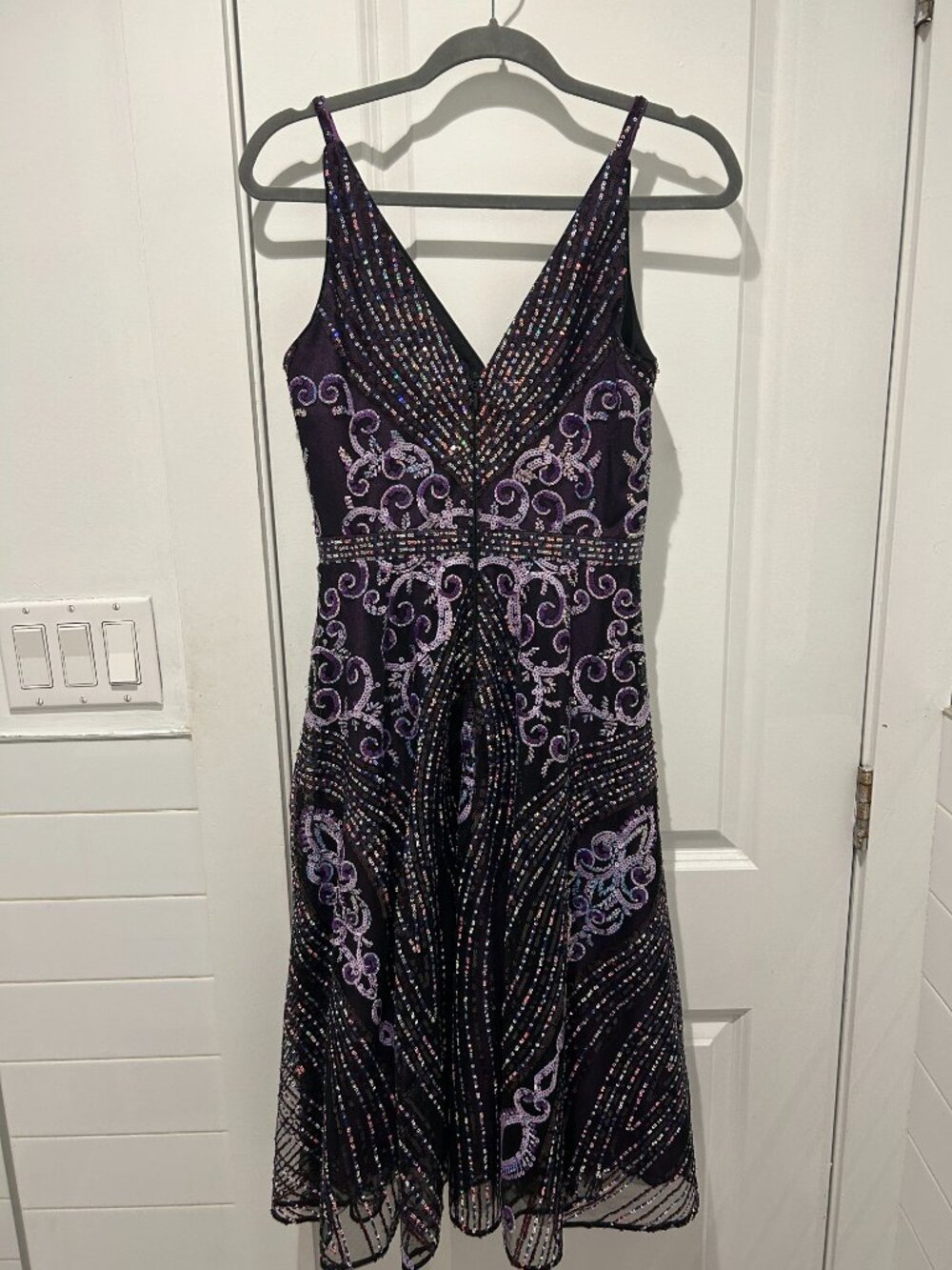Purple Sequin Embellished Midi Dress The Population Formal Dress - Picture 4 of 6
